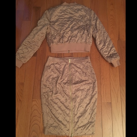 House of CB Beaded Bomber Jacket and Skirt - Picture 2 of 3